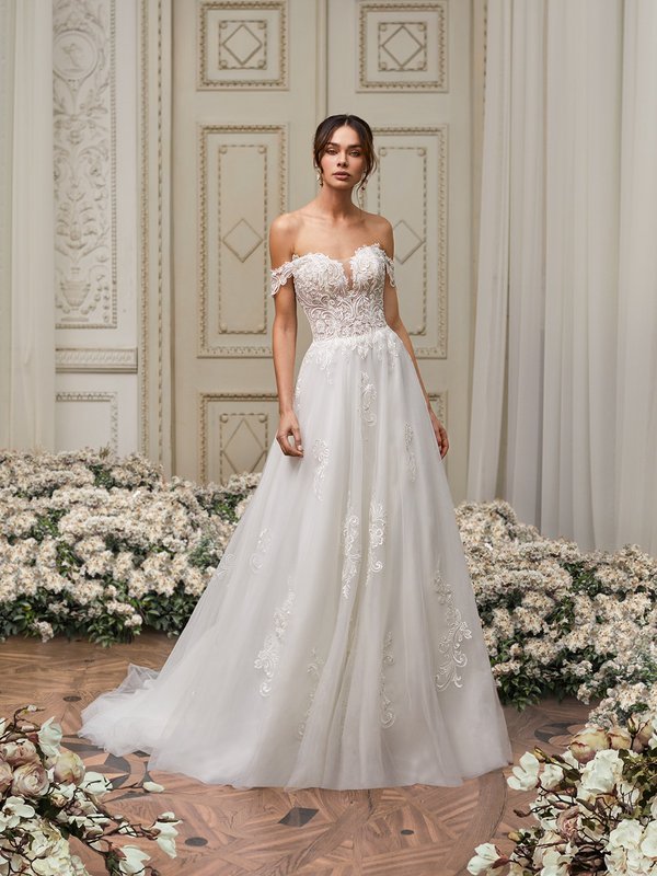 Moonlight Collection J6854 Stunning Unlined Strapless Sweetheart A-Line with Swag Sleeves