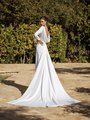 Moonlight Collection J6939 Back View of V-Illusion with Cowl Back Crepe Mermaid with Detachable Chapel Train