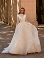 Illusion Neck Modest Lace Long Sleeve Ball Gown Wedding Dress Style M5065