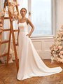 Moonlight Tango T962 Simple and Chic Scoop Neck A-Line with Beaded Straps and Pockets