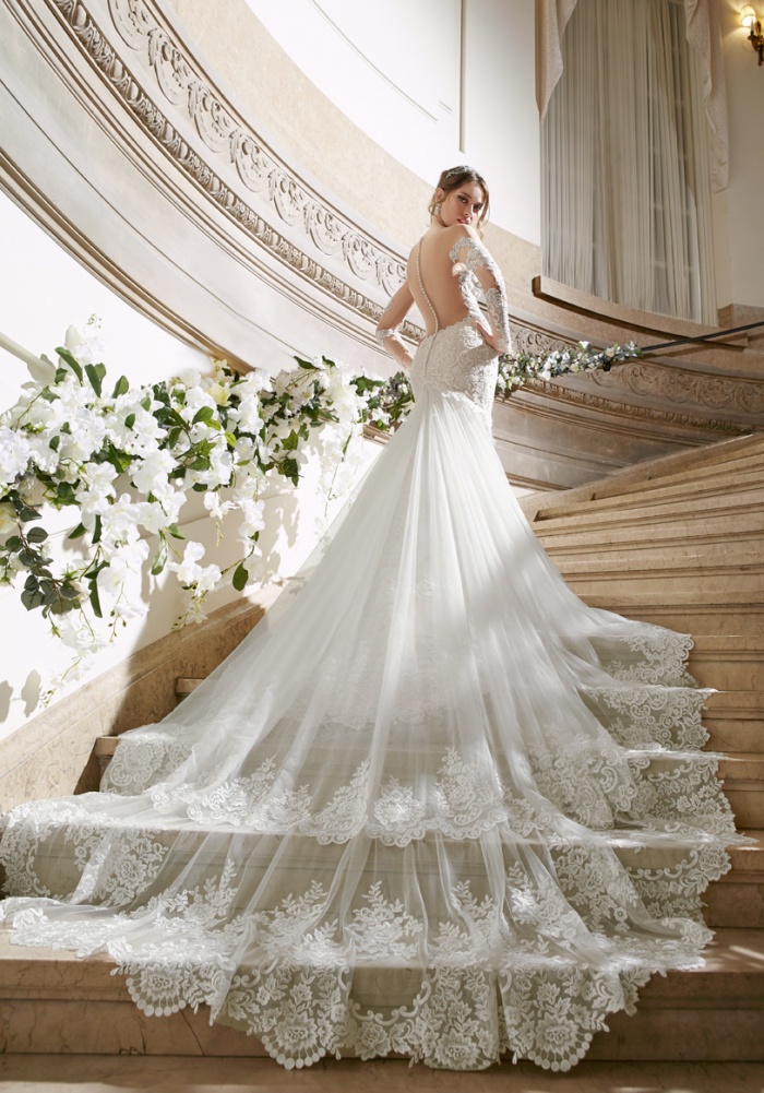 short wedding dress with long train