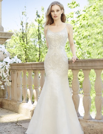 mermaid cut with tulip sleeves wedding dress