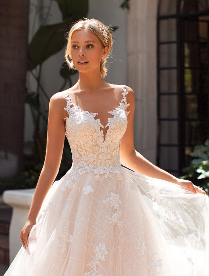 Illusion Neckline Wedding Dress