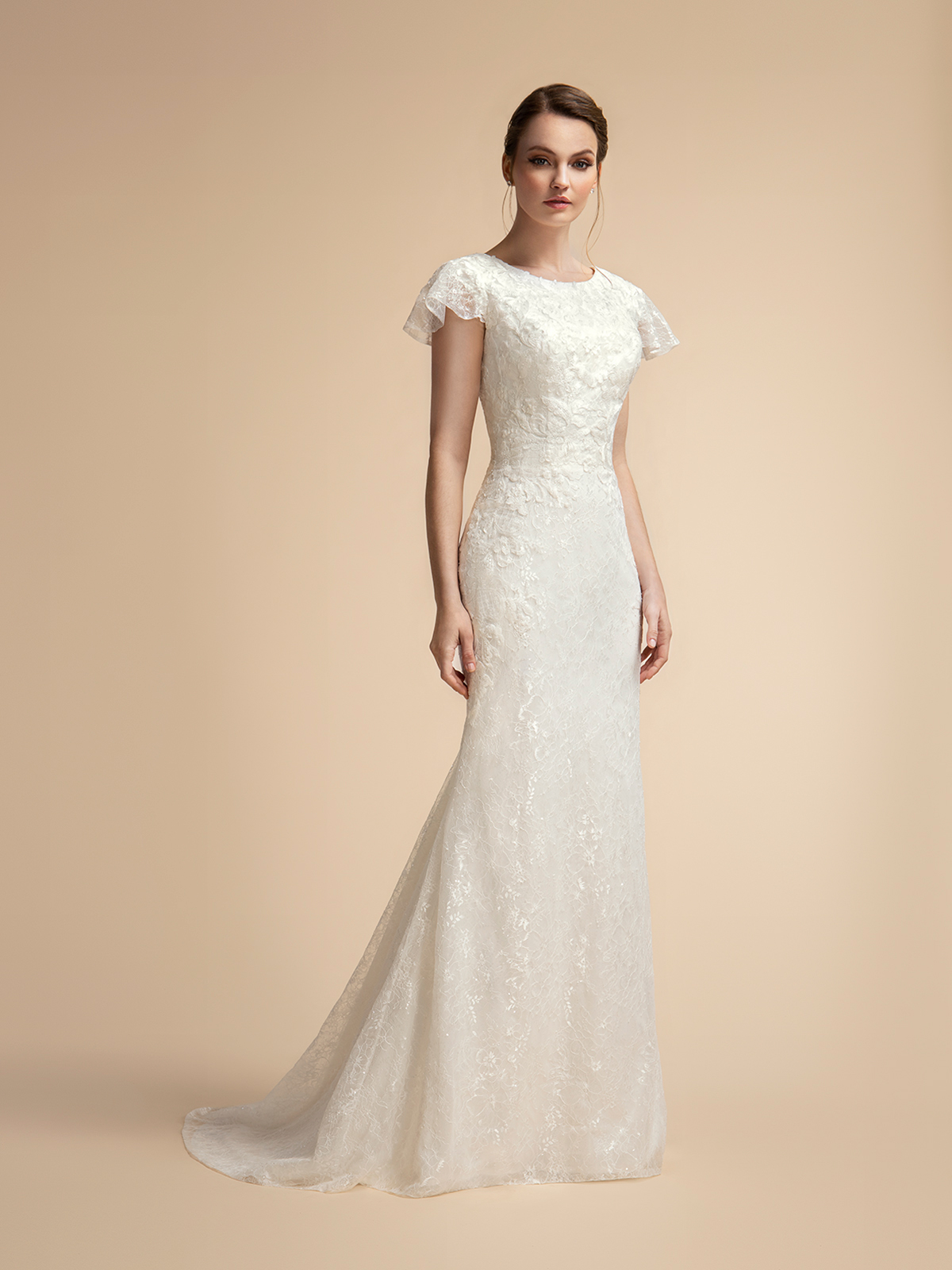 Modest Short Sleeve Wedding Dress