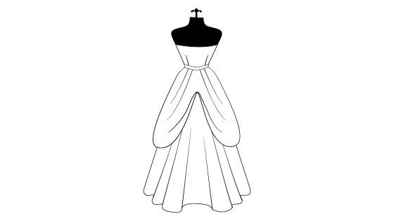 Illustration of American Wedding Dress Bustle