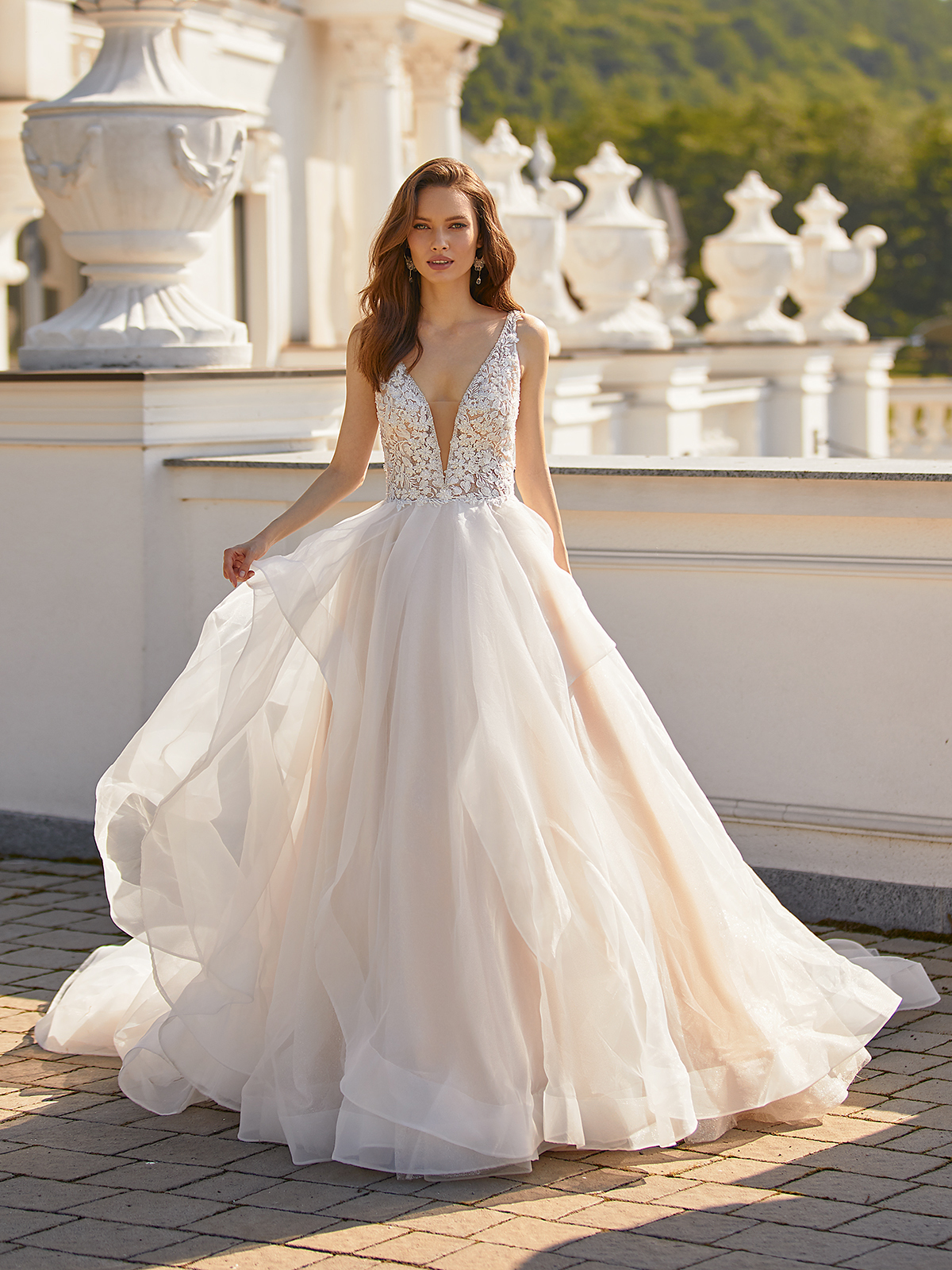 Shimmering Ball Gown with Beaded Lace
