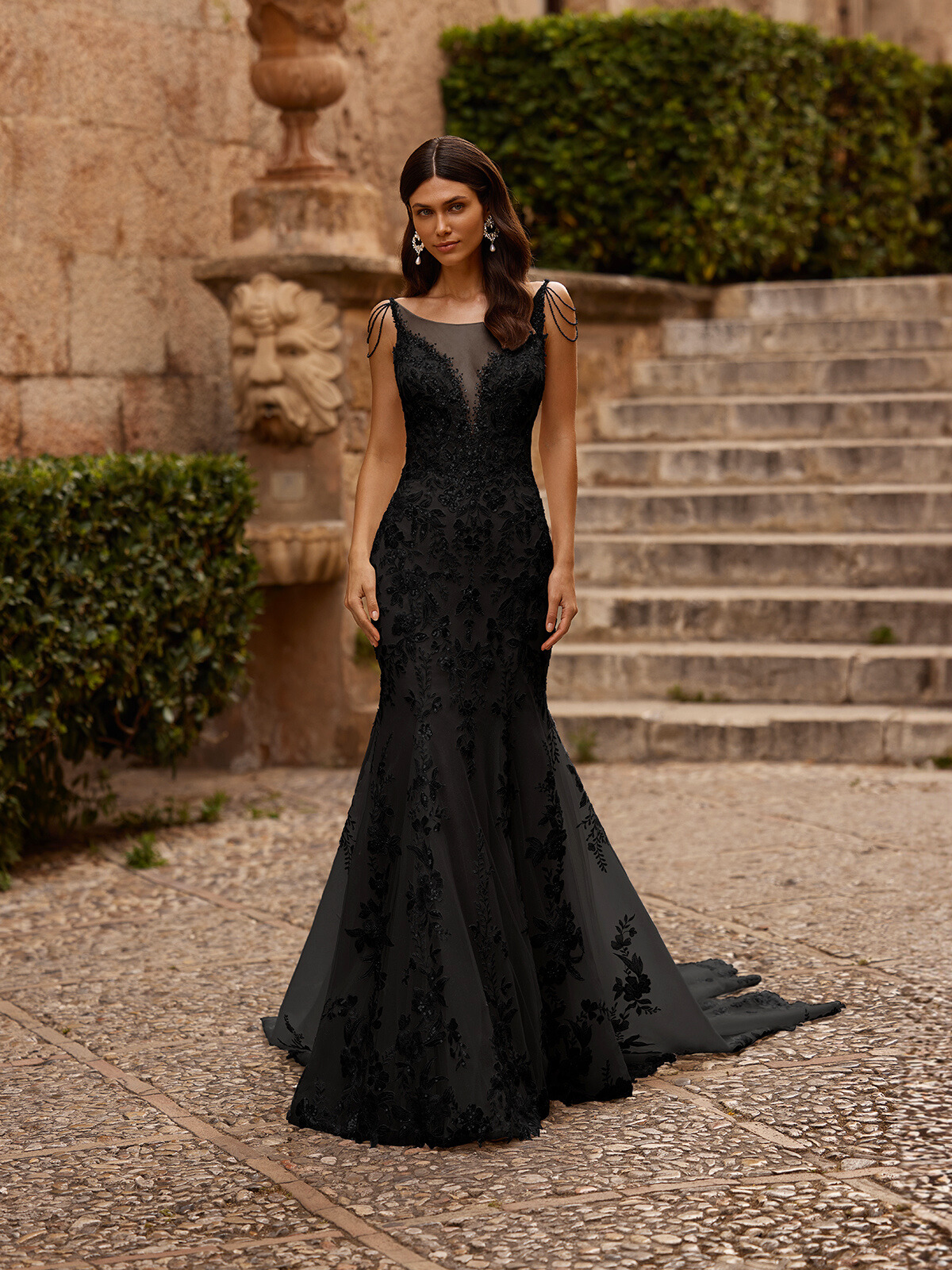 Black Mermaid Wedding Dress with Sparkles