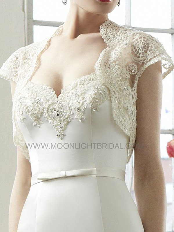 Moonlight Cap 12 lace long sleeve and sheer beaded bridal jackets