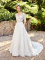 Moonlight Couture H1356A sexy sheer lace nude tone romantic A-line wedding dress with sleeves and pockets Moonlight Couture H1356A sexy sheer lace nude tone romantic A-line wedding dress with sleeves and pockets