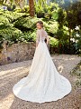 Moonlight Couture H1356A romantic lace illusion bateau back with classic buttons and pockets with chapel train Moonlight Couture H1356A romantic lace illusion bateau back with classic buttons and pockets with chapel train