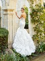Moonlight Couture H1358A strapless see-through unlined mermaid wedding dress with lace bodice and textured sweep train Moonlight Couture H1358A strapless see-through unlined mermaid wedding dress with lace bodice and textured sweep train