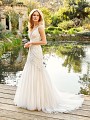 Moonlight Couture H1359 alluring deep V-neck wedding dress with sparkling beaded bodice and simple mermaid skirt Moonlight Couture H1359 alluring deep V-neck wedding dress with sparkling beaded bodice and simple mermaid skirt