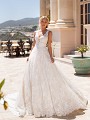Moonlight Couture H1376 lace ball gown with straps details and deep illusion neckline Moonlight Couture H1376 lace ball gown with straps details and deep illusion neckline