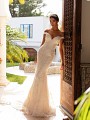 Moonlight Couture H1391 lace and tulle mermaid bridal dress with off-the-shoulder neckline Moonlight Couture H1391 lace and tulle mermaid bridal dress with off-the-shoulder neckline