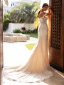 Moonlight Couture H1391 romantic lace wedding dress with open illusion back and chapel train Moonlight Couture H1391 romantic lace wedding dress with open illusion back and chapel train