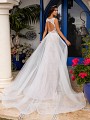 Moonlight Couture H1392 sophisticated mermaid bridal gown with illusion keyhole back and soft tulle overlay chapel train Moonlight Couture H1392 sophisticated mermaid bridal gown with illusion keyhole back and soft tulle overlay chapel train