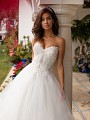Moonlight Couture H1393 beautiful strapless sweetheart lace and beaded bodice with tulle ball gown skirt