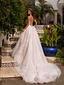Moonlight Couture H1395 romantic tulle and lace appliques bridal gown with lace-up back and chapel train Moonlight Couture H1395 romantic tulle and lace appliques bridal gown with lace-up back and chapel train