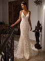 Moonlight Couture H1396 figure-flattering mermaid wedding dress with re-embroidered lace appliques and hem lace Moonlight Couture H1396 figure-flattering mermaid wedding dress with re-embroidered lace appliques and hem lace