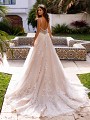 Moonlight Couture H1397 lace appliques and beading A-line wedding dress with beautiful illusion back and chapel train Moonlight Couture H1397 lace appliques and beading A-line wedding dress with beautiful illusion back and chapel train