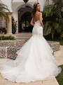 Moonlight Couture H1402 stunning open back with beaded straps wedding dress with ruffle skirt and crystal buttons along zipper Moonlight Couture H1402 stunning open back with beaded straps wedding dress with ruffle skirt and crystal buttons along zipper
