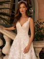 Moonlight Couture H1422 shimmering net wedding dress with lace straps Moonlight Couture H1422 shimmering net wedding dress with lace straps