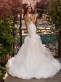 Moonlight Couture H1424 organza mermaid wedding dress with illusion detailed back 