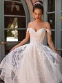 Moonlight Couture H1428 lace sweetheart neckline with off the shoulder sleeves 