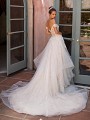 Moonlight Couture H1428 cascade skirt wedding dress  with illusion open back 