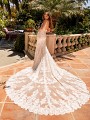 Moonlight Couture H1431 glamorous lace wedding with long beautiful lace cathedral train Moonlight Couture H1431 glamorous lace wedding with long beautiful lace cathedral train