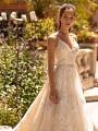 Moonlight Couture H1433 beaded v-neck wedding dress with thin straps and beaded sash Moonlight Couture H1433 beaded v-neck wedding dress with thin straps and beaded sash
