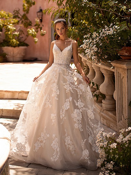 Moonlight Couture H1433 sparkly beaded lace A- line wedding dress with sequin net Moonlight Couture H1433 sparkly beaded lace A- line wedding dress with sequin net