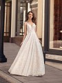 Beaded and Embroidered A-line Wedding Dress With Sparkle Tulle Moonlight Couture H1445 