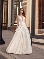 Beaded and Embroidered A-line Wedding Dress With Sparkle Tulle Moonlight Couture H1445 Beaded and Embroidered A-line Wedding Dress With Sparkle Tulle Moonlight Couture H1445