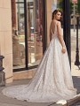 3D Floral and Beaded A-line Wedding Dress With Illusion Straps Moonlight Couture H1445 