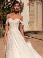 Garden Lace Full A-line With Lace Swag Sleeves Moonlight Couture H1449 Garden Lace Full A-line With Lace Swag Sleeves Moonlight Couture H1449
