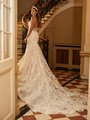 Moonlight Couture H1464 Beaded Trim Deep Illusion Scoop Back Gown with Embellished Cathedral Train Moonlight Couture H1464 Beaded Trim Deep Illusion Scoop Back Gown with Embellished Cathedral Train