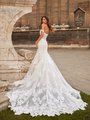Moonlight Couture H1466 Mermaid Gown with See-Through Embroidered Wildflower Appliqué Cathedral Train and Hem Lace