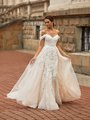 Moonlight Couture H1467 Romantic Sweetheart Mermaid Gown with Beaded Bodice and Swag Sleeves