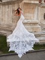 Moonlight Couture H1468 Mermaid Gown with Scalloped Lace Semi-Cathedral Train and Illusion Bateau Back Moonlight Couture H1468 Mermaid Gown with Scalloped Lace Semi-Cathedral Train and Illusion Bateau Back