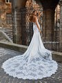 Moonlight Couture H1469 Deep Illusion V-Back Gown with Covered Buttons with Loops Along Zipper and Semi-Cathedral Train Moonlight Couture H1469 Deep Illusion V-Back Gown with Covered Buttons with Loops Along Zipper and Semi-Cathedral Train