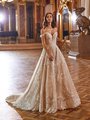 Moonlight Couture H1472 Pleated Tulle Off The Shoulder A-Line Wedding Gown With All Over Silver Embroidered Lace Appliques Moonlight Couture H1472 Pleated Tulle Off The Shoulder A-Line Wedding Gown With All Over Silver Embroidered Lace Appliques
