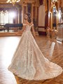 Moonlight Couture H1472 Silver Embroidered Lace Off The Shoulder A-Line Gown With Illusion Back Bodice and Chapel Train Moonlight Couture H1472 Silver Embroidered Lace Off The Shoulder A-Line Gown With Illusion Back Bodice and Chapel Train