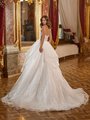 Moonlight Couture H1474 Sexy Open Back Wedding Dress With Boning And Sparkly Lace Applique Tiered Chapel Train