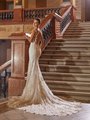 Moonlight Couture H1475 Ivory Mixed Lace Mermaid Bridal Gown With Lace Trim Keyhole Back And Ornate Semi-Cathedral Train