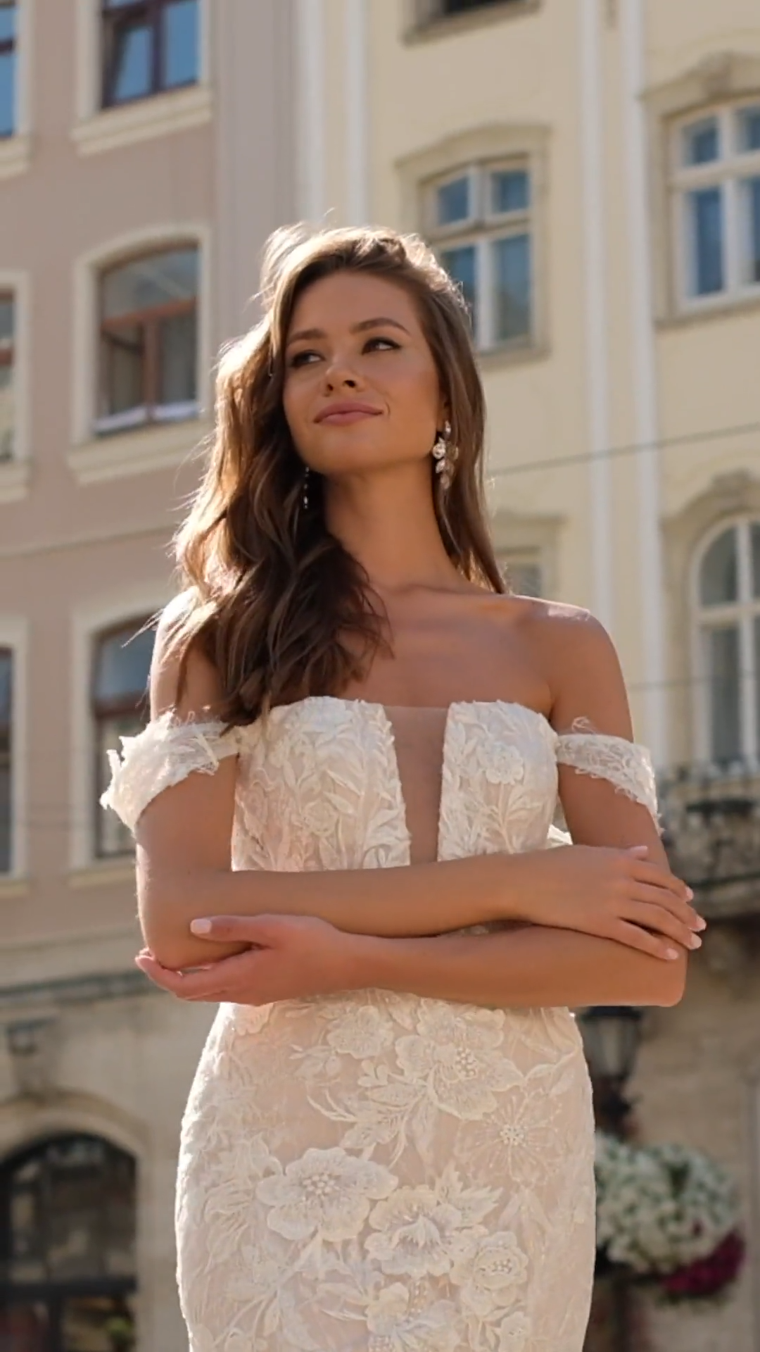 Moonlight Couture H1481 Timeless Lace Appliques Off-Shoulder Mermaid Gown with Swag Sleeves Moonlight Couture H1481 Timeless Lace Appliques Off-Shoulder Mermaid Gown with Swag Sleeves