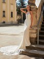 Trendy Halter Neck with Illusion Inset Divina Crepe with Lace Appliques Mermaid Moonlight Couture H1485 Trendy Halter Neck with Illusion Inset Divina Crepe with Lace Appliques Mermaid Moonlight Couture H1485