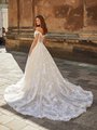 Moonlight Couture H1487 Off-Shoulder Tulle and Sequin Net Full A-Line with Lace Appliques and Chapel Train Moonlight Couture H1487 Off-Shoulder Tulle and Sequin Net Full A-Line with Lace Appliques and Chapel Train