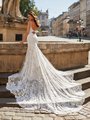 Moonlight Couture H1488 Lace Appliques and Net Unlined Deep Scoop Keyhole Back Mermaid with Semi-Cathedral Train Moonlight Couture H1488 Lace Appliques and Net Unlined Deep Scoop Keyhole Back Mermaid with Semi-Cathedral Train