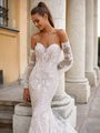 Moonlight Couture H1490 Strapless Sweetheart with Illusion Inset Mermaid with Detachable Long Bishop Sleeves